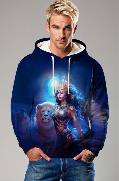 Celestial Power: The Lunar Lioness Hoodie, Sweatshirt, Zip-Up, T-Shirt-Hoodie
