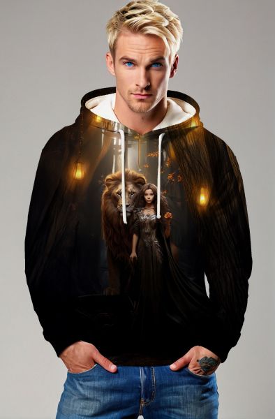 Lions in the Twilight Forest: Embrace of the Wild Hoodie, Sweatshirt, Zip-Up, T-Shirt-Hoodie