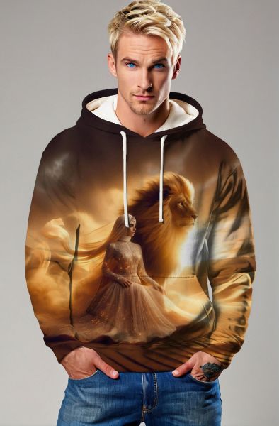 Radiant Lioness: The Majestic Embrace Hoodie, Sweatshirt, Zip-Up, T-Shirt-Hoodie