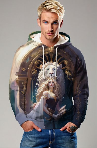 Lion's Radiance: Queen of the Celestial Realm Hoodie, Sweatshirt, Zip-Up, T-Shirt-Hoodie