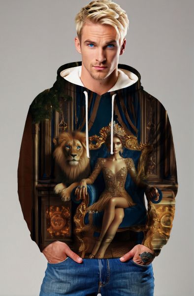 Golden Kingdom: The Lion's Queen in Regal Splendor Hoodie, Sweatshirt, Zip-Up, T-Shirt-Hoodie