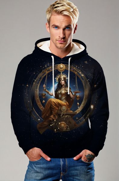 Libra Zodiac Collection: Divine Harmony - The Keeper of Cosmic Balance Hoodie, Sweatshirt, Zip-Up, T-Shirt