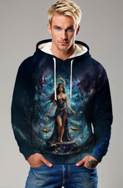 Libra Zodiac Collection: Celestial Justice - The Queen of Stars Hoodie, Sweatshirt, Zip-Up, T-Shirt