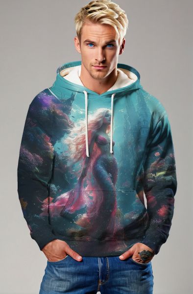 Mystical Waters: The Serene Mermaid Hoodie, Sweatshirt, Zip-Up, T-Shirt-Hoodie