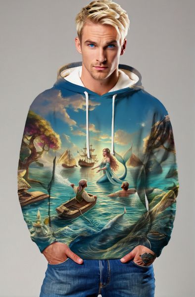Sailing Through Pisces: The Mystical Mermaid's Encounter-Hoodie