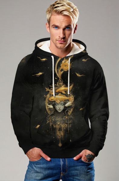 The Golden Pisces Dream: A Mystical Journey" Hoodie, Sweatshirt, Zip-Up, T-Shirt-Hoodie