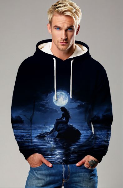 Moonlit Shores: Pisces Serenity Hoodie, Sweatshirt, Zip-Up, T-Shirt-Hoodie