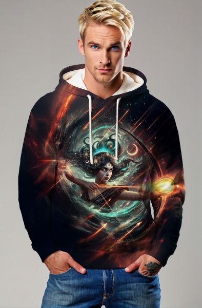 Sagittarius' Cosmic Archer: The Stellar Arrow Hoodie, Sweatshirt, Zip-Up, T-Shirt