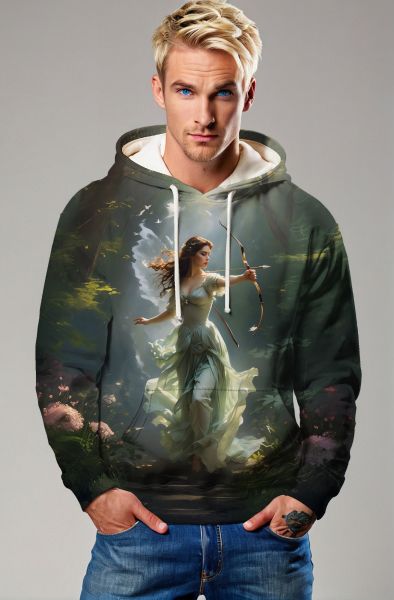 Sagittarius' Cosmic Archer: The Huntress of the Moon Hoodie, Sweatshirt, Zip-Up, T-Shirt