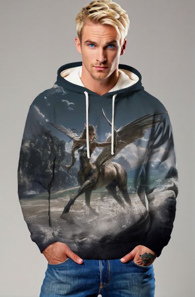 Sagittarius' Celestial Gallop: The Winged Archer Hoodie, Sweatshirt, Zip-Up, T-Shirt-Hoodie