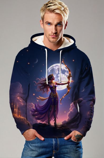 Sagittarius' Starborn Hunter: The Moonlit Quest Hoodie, Sweatshirt, Zip-Up, T-Shirt-Hoodie