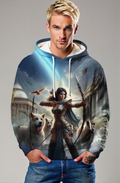 Sagittarius' Starlit Hunter: The Celestial Pursuit Hoodie, Sweatshirt, Zip-Up, T-Shirt-Hoodie