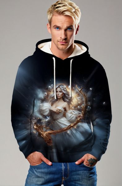 Sagittarius' Mystic Huntress: The Starlight Serenity Hoodie, Sweatshirt, Zip-Up, T-Shirt-Hoodie