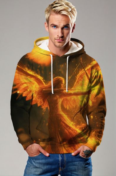 Sagittarius' Flamewing Archer: The Fiery Guardian Hoodie, Sweatshirt, Zip-Up, T-Shirt-Hoodie
