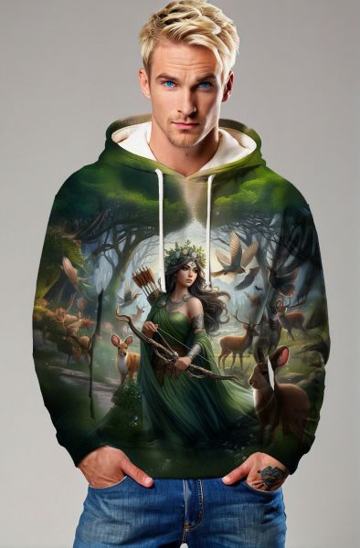 Sagittarius' Celestial Huntress: The Cosmic Pursuit Hoodie, Sweatshirt, Zip-Up, T-Shirt-Hoodie