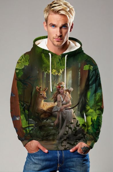 Sagittarius' Forest Guardian: The Moonlit Huntress Hoodie, Sweatshirt, Zip-Up, T-Shirt-Hoodie