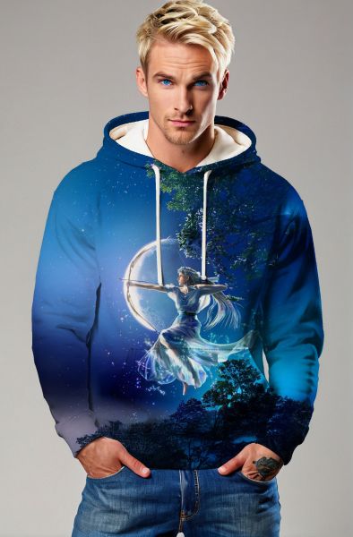 Sagittarius' Cosmic Serenade: The Starry Huntress Hoodie, Sweatshirt, Zip-Up, T-Shirt-Hoodie