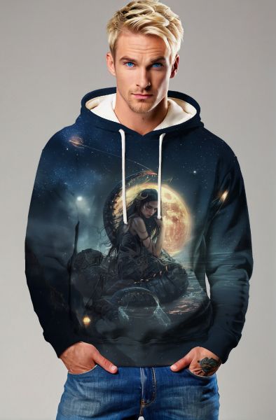 Scorpio Zodiac Collection: Dark Moon Embrace - Mysterious Goddess Hoodie, Sweatshirt, Zip-Up, T-Shirt