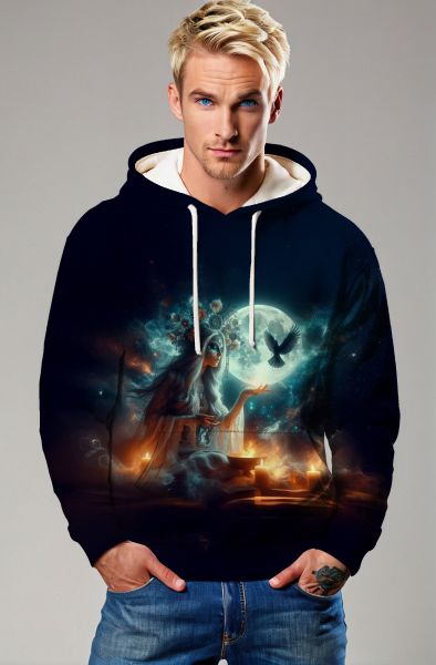 Scorpio Zodiac Collection: The Mystical Scorpio Moon Goddess Double-Faced Design Hoodie, Sweatshirt, Zip-Up, T-Shirt
