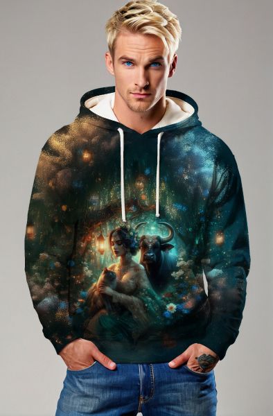 Taurus Zodiac Collection: The Enchanted Forest Guardian Hoodie, Sweatshirt, Zip-Up, T-Shirt