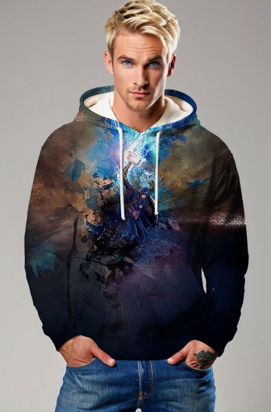 Dark Blue Captain America Mjolnir Pullover Hoodie