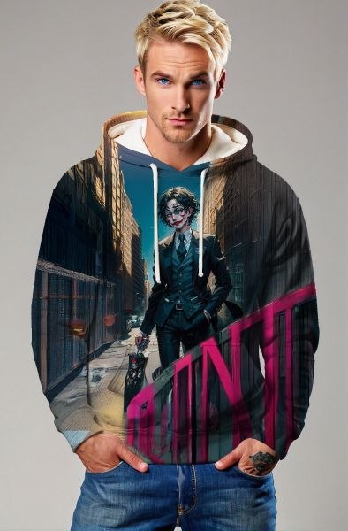 Black Joker City Scene Pullover Hoodie