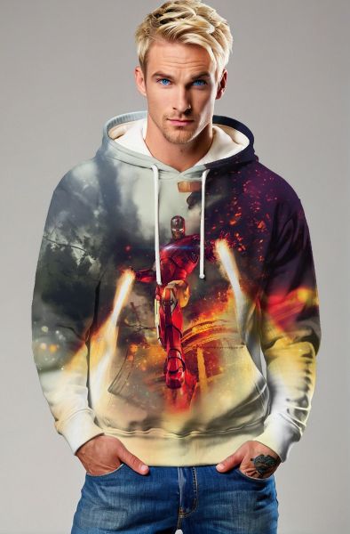 White Iron Man Jet Flight Pullover Hoodie