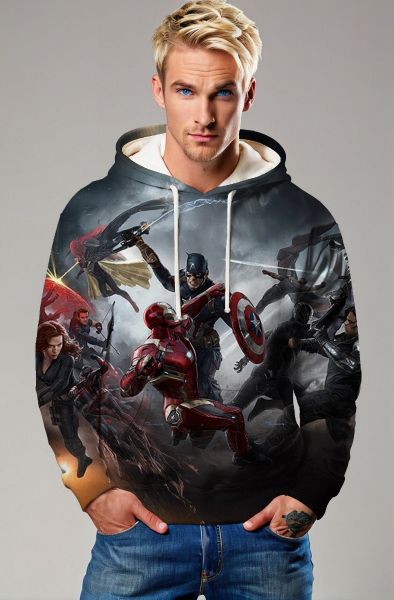 Black Avengers Civil War Pullover Hoodie – Epic Battle Graphic