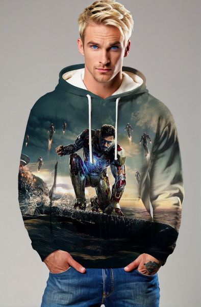 Iron Man Armor Graphic Hoodie – Dark Green & Black