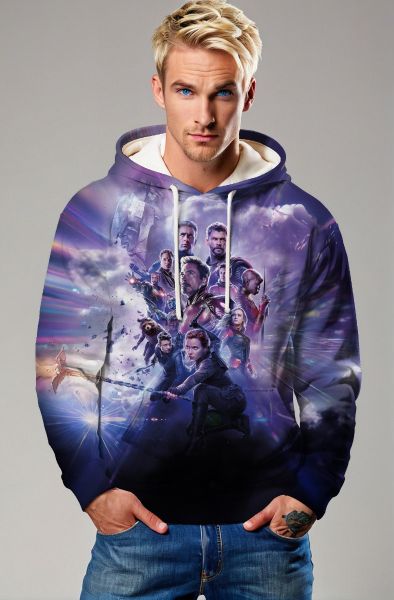 Purple Avengers Endgame Graphic Zip‑Up Hoodie