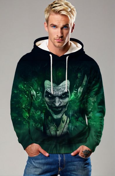 Green & Black Joker Graphic Hoodie