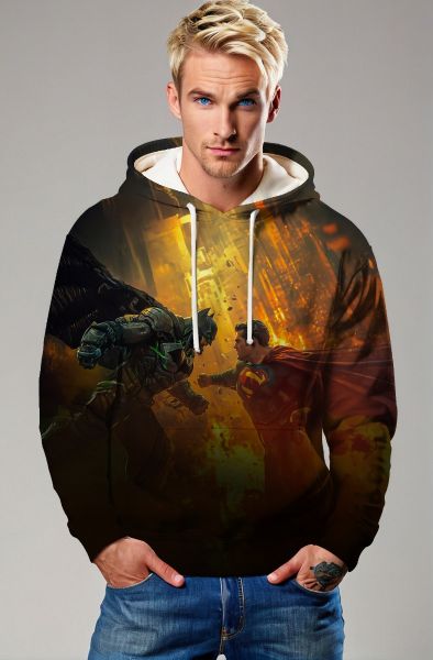 Black & Orange Batman vs Superman Graphic Hoodie