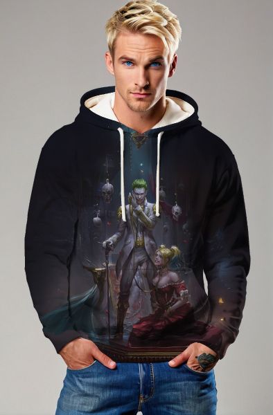 Black Joker & Harley Quinn Graphic Hoodie