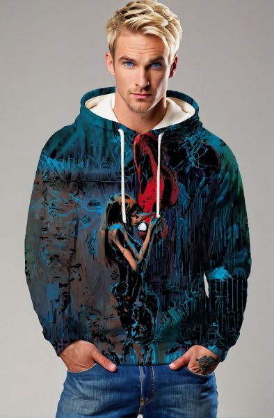 Dark Blue Spider‑Man Kiss Hoodie