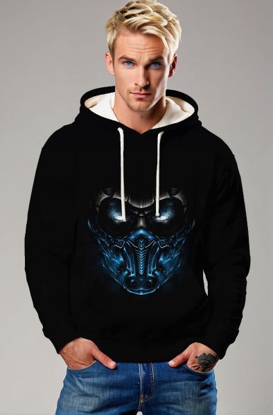 Blue Mask Tech Graphic Apparel – Black Pullover Hoodie