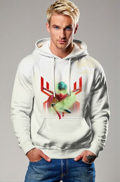 Spider Hero Graphic Apparel – White Pullover Hoodie