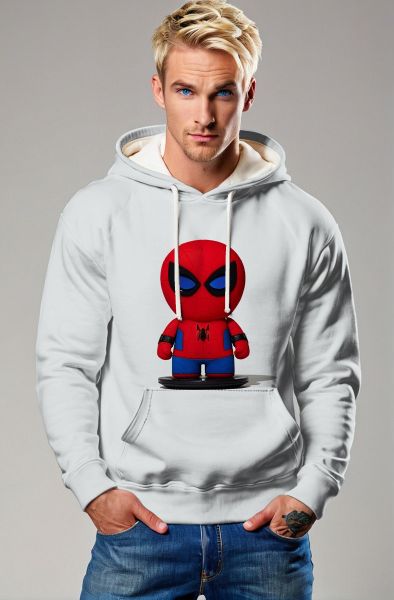 Mini Spidey Graphic Hoodie – Cozy White Pullover