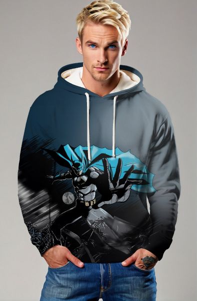  Dark Grey Batman Action Pullover Hoodie