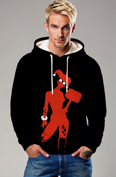 Black Harley Quinn Silhouette Pullover Hoodie