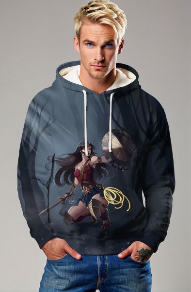 Deep Blue Pullover Hoodie – Anime Wonder Warrior Design