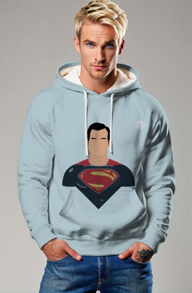Minimalist Blue Superman Hoodie – Faceless Hero & S Shield