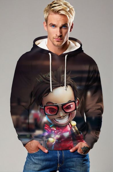 Dark Brown Chibi Stark Pullover Hoodie – Bold Genius Mode