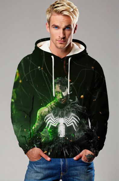 Black & Neon Green Venom Hoodie – Dual Identity Edition