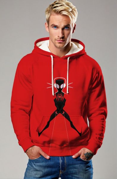 Red Pulse Spider Hoodie – Miles-Inspired Graphic Pullover