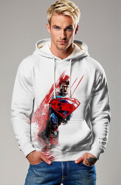 Superman S Shield Graphic Hoodie – Iconic Red & White Pullover
