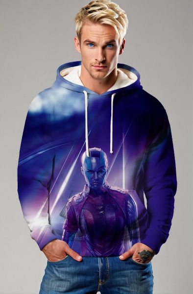 Guardians of the Galaxy Inspired Nebula Blue and Purple Sci-Fi Pullover Hoodie
