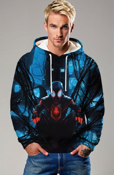 Miles Morales Cyber Shadows Pullover Hoodie
