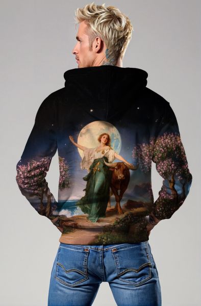 Taurus Zodiac Collection: The Lunar Blossom Hoodie, Sweatshirt, Zip-Up, T-Shirt-Zip Up Hoodie