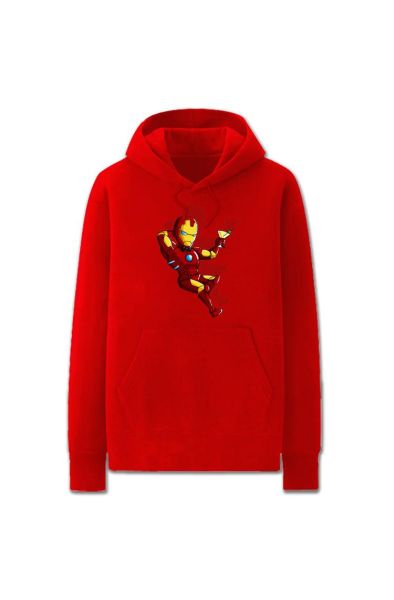 Iron Man Solid Color Iron Man Car Marvel Inspired Hoodie Solid-Red