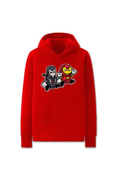 Iron Man Man Robot Cartoon Style Marvel Inspired Hoodie Solid-Red